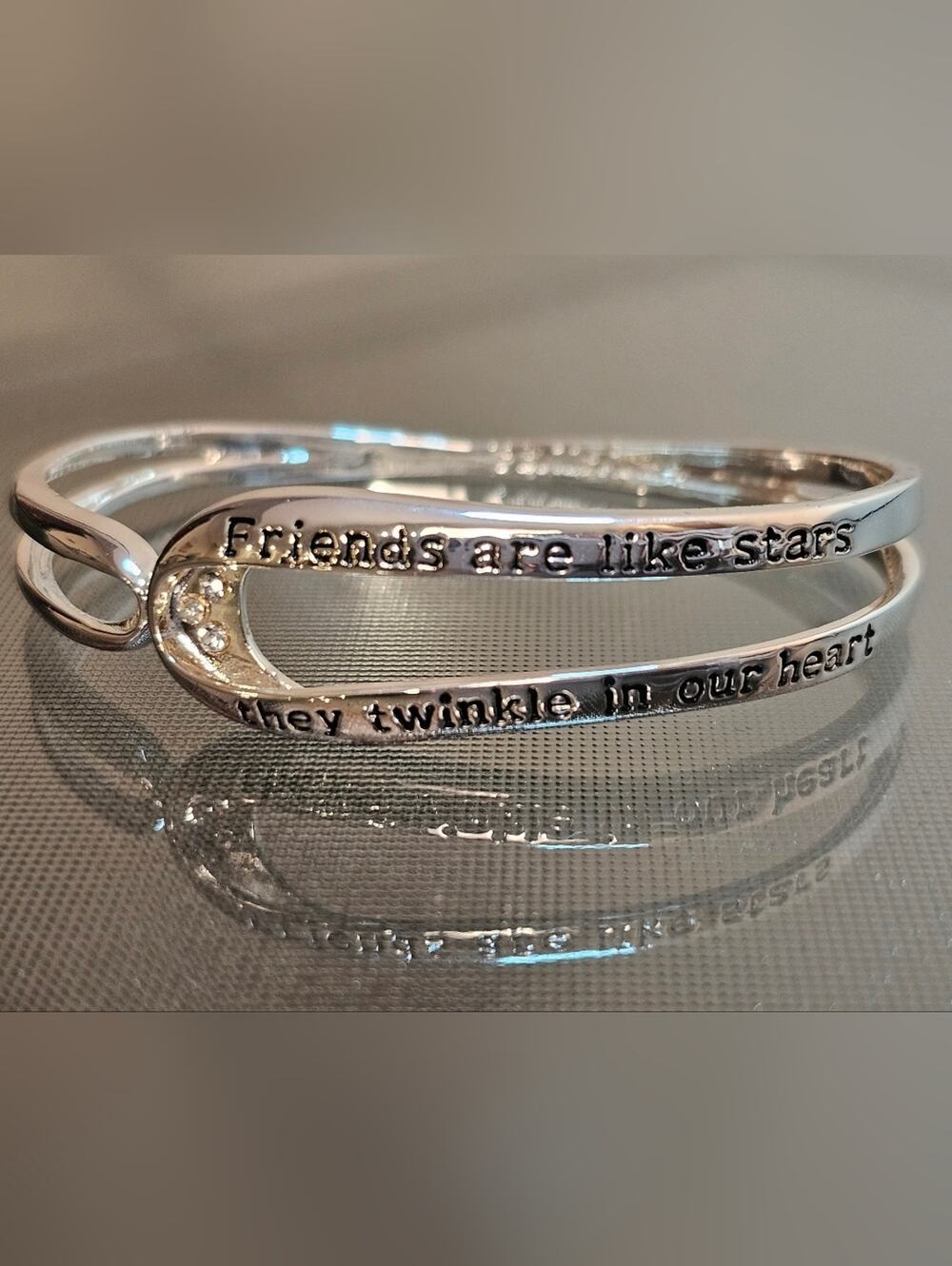 Inspirational Silver Tone Friendship Cuff Bracelet